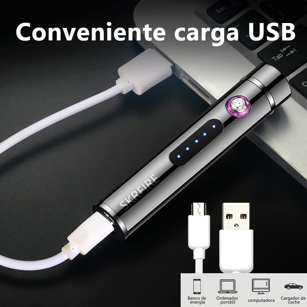 SKRFIRE Mini USB Rechargeable Lighter Electric Plasma Lighter Windproof Double Arc Lighter Flameless Fashion Cool Lighter with Beautiful Gift Box
