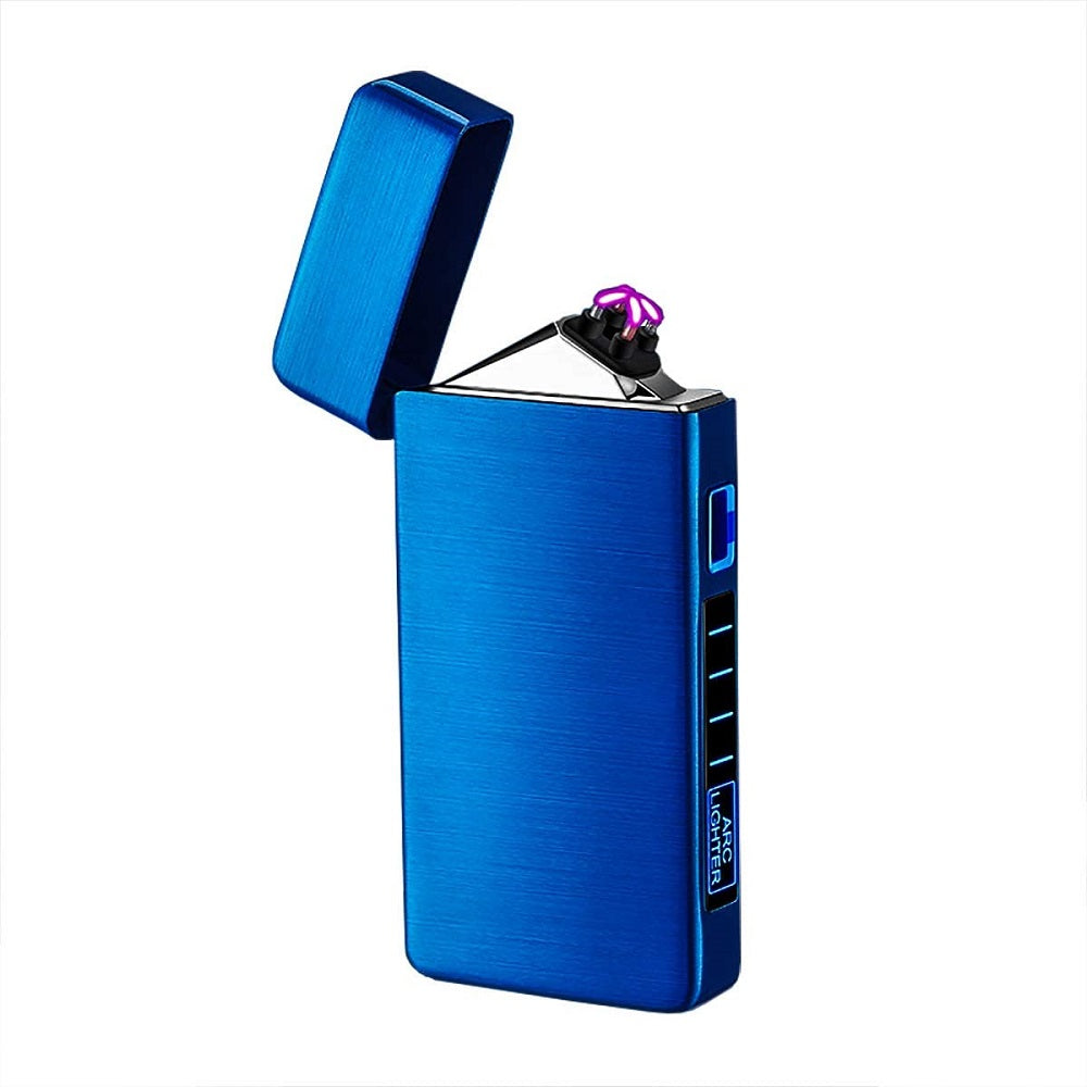 SKRFIRE Lighter, Fuel-Free Electric Lighter Windproof Dual Arc Lighter Flameless Plasma Lighter PVD-Plating Wearproof Lighter Rechargeable USB Lighter with LED Battery Indicator