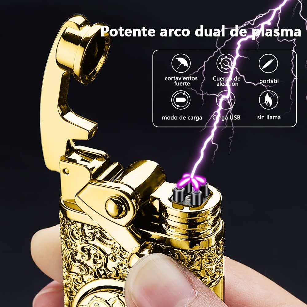 SKRFIRE Plasma Lighter Flameless Arc Lighter Rechargeable Electric Lighter Rocker Double Arc Lighter for Camping, Hiking