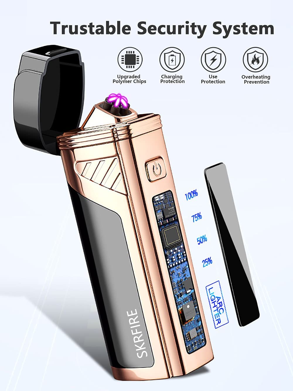 SKRFIRE 2-in-1 Cigar Opener Windproof Lighter,Triple Arc high power