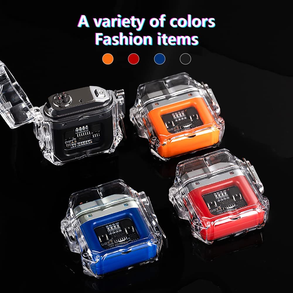 SKRFIRE Plasma Lighter Flameless Arc Lighter USB Rechargeable Lighter Waterproof Electronic Lighter Transparent Fashion Lighter for Men, Gadgets for Men Camping Hiking Survival Tactical