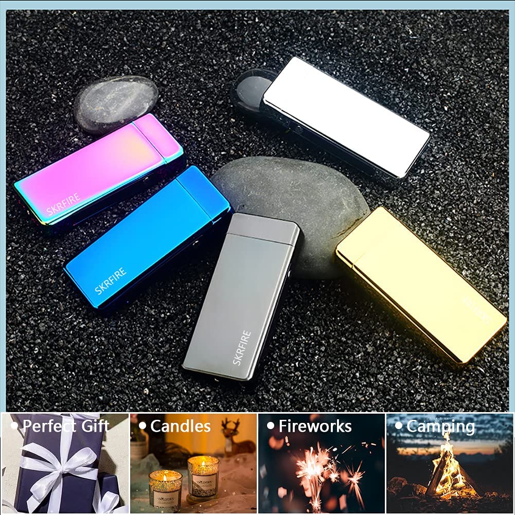 SKRFIRE Plasma Lighter USB Rechargeable Arc Lighter Windproof Electric Big Flame Cool Lighter with LED Battery Indication for Outdoor, Camping, Adventure, Grill