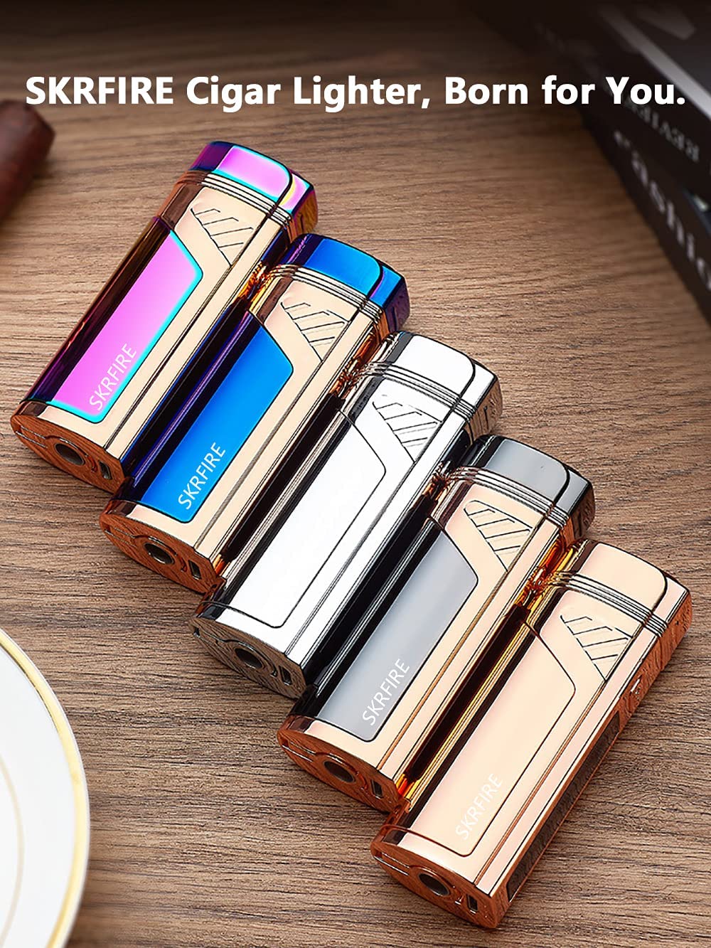 SKRFIRE 2-in-1 Cigar Opener Windproof Lighter,Triple Arc high power